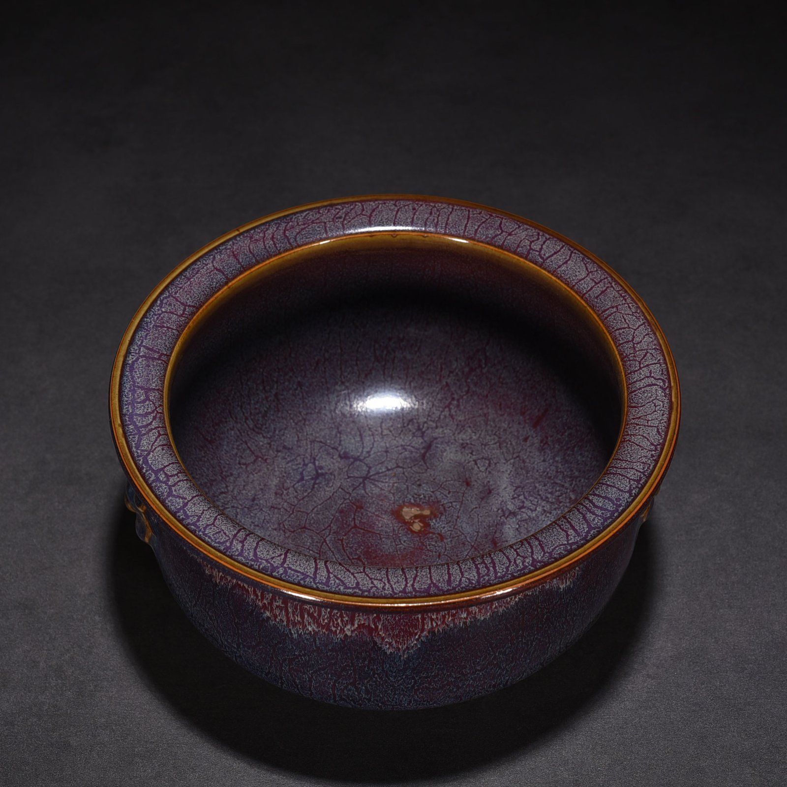 Song Dynasty  kiln Yuanfeng first year rose purple glaze animal ear stove