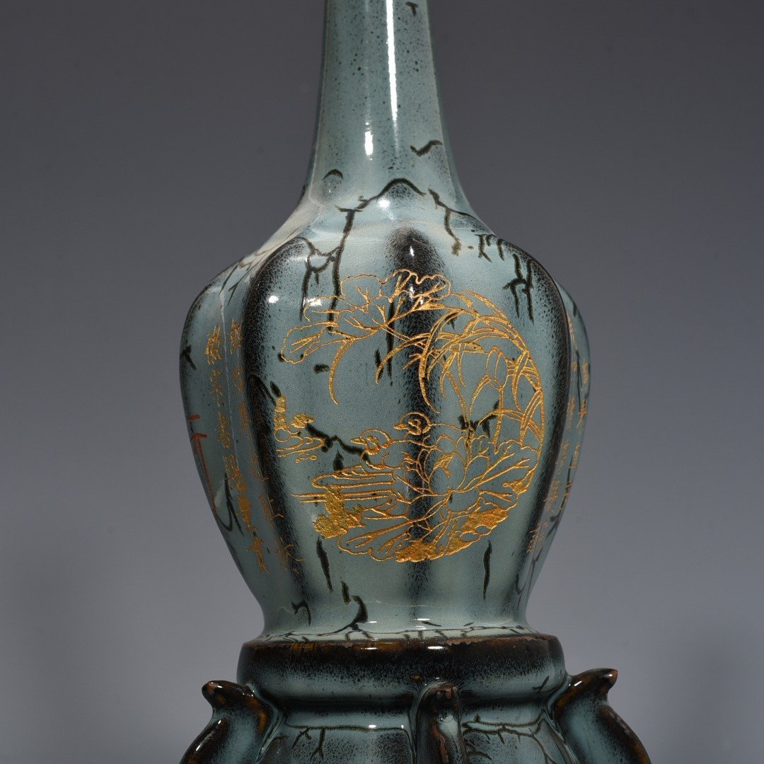 Song Dynasty June kiln of with inscriptions and eight square pure vase