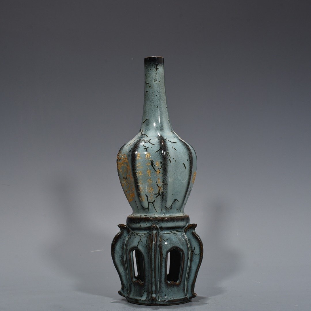 Song Dynasty June kiln of with inscriptions and eight square pure vase