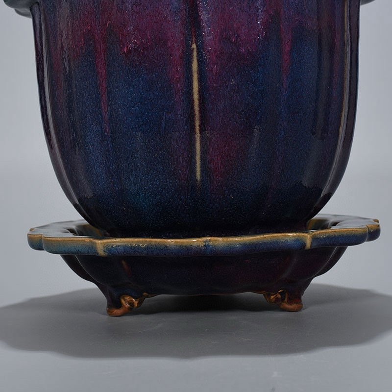 Song Dynasty Jun kiln Fenghua model rose purple glaze sunflower mouth flowerpot