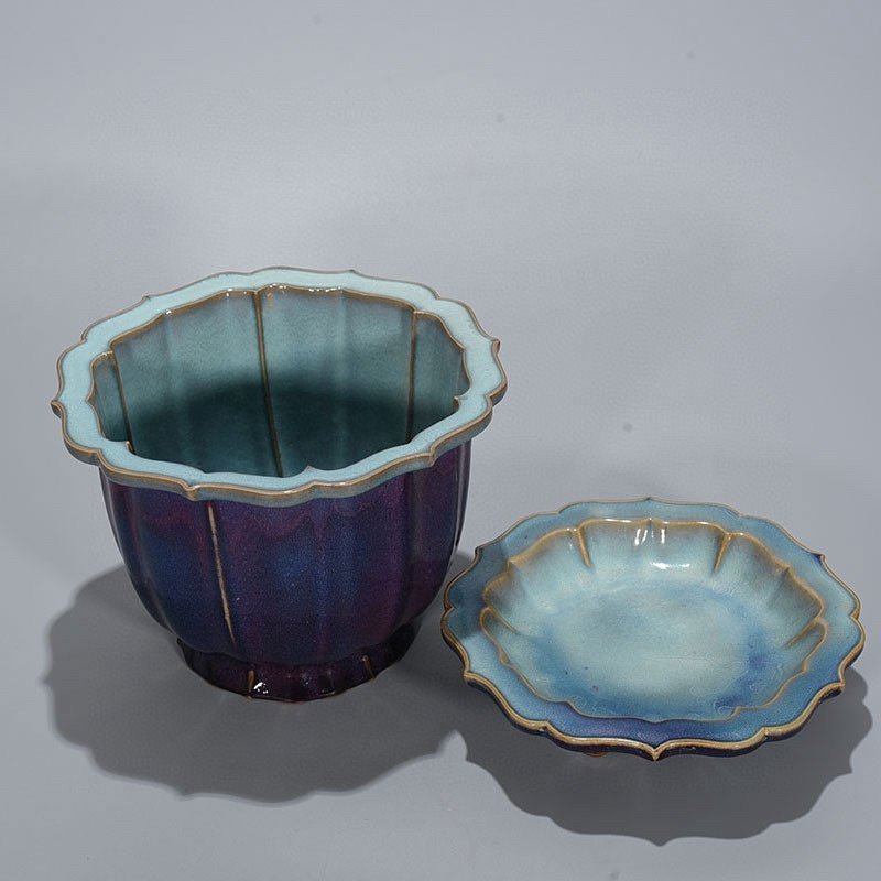 Song Dynasty Jun kiln Fenghua model rose purple glaze sunflower mouth flowerpot