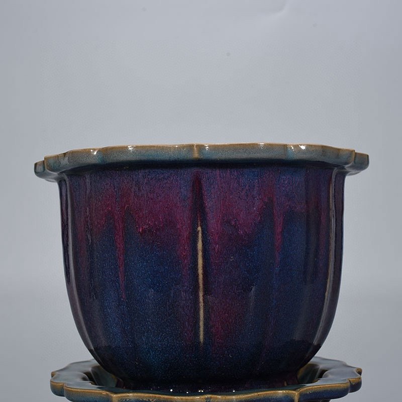 Song Dynasty Jun kiln Fenghua model rose purple glaze sunflower mouth flowerpot