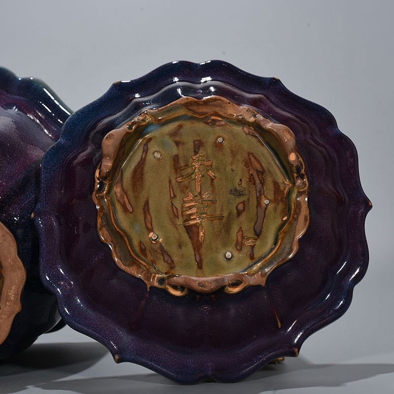 Song Dynasty Jun kiln Fenghua model rose purple glaze sunflower mouth flowerpot