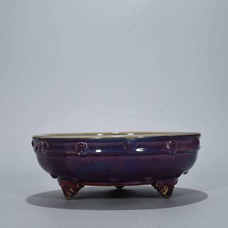 Song Dynasty Jun kiln Fenghua model rose purple glaze drum nail wash
