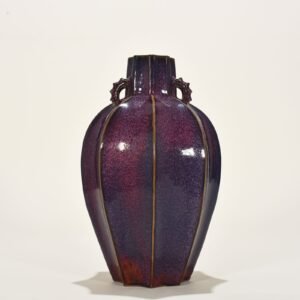 Song Dynasty Jun kiln style rose purple glaze eight-sided plum vase