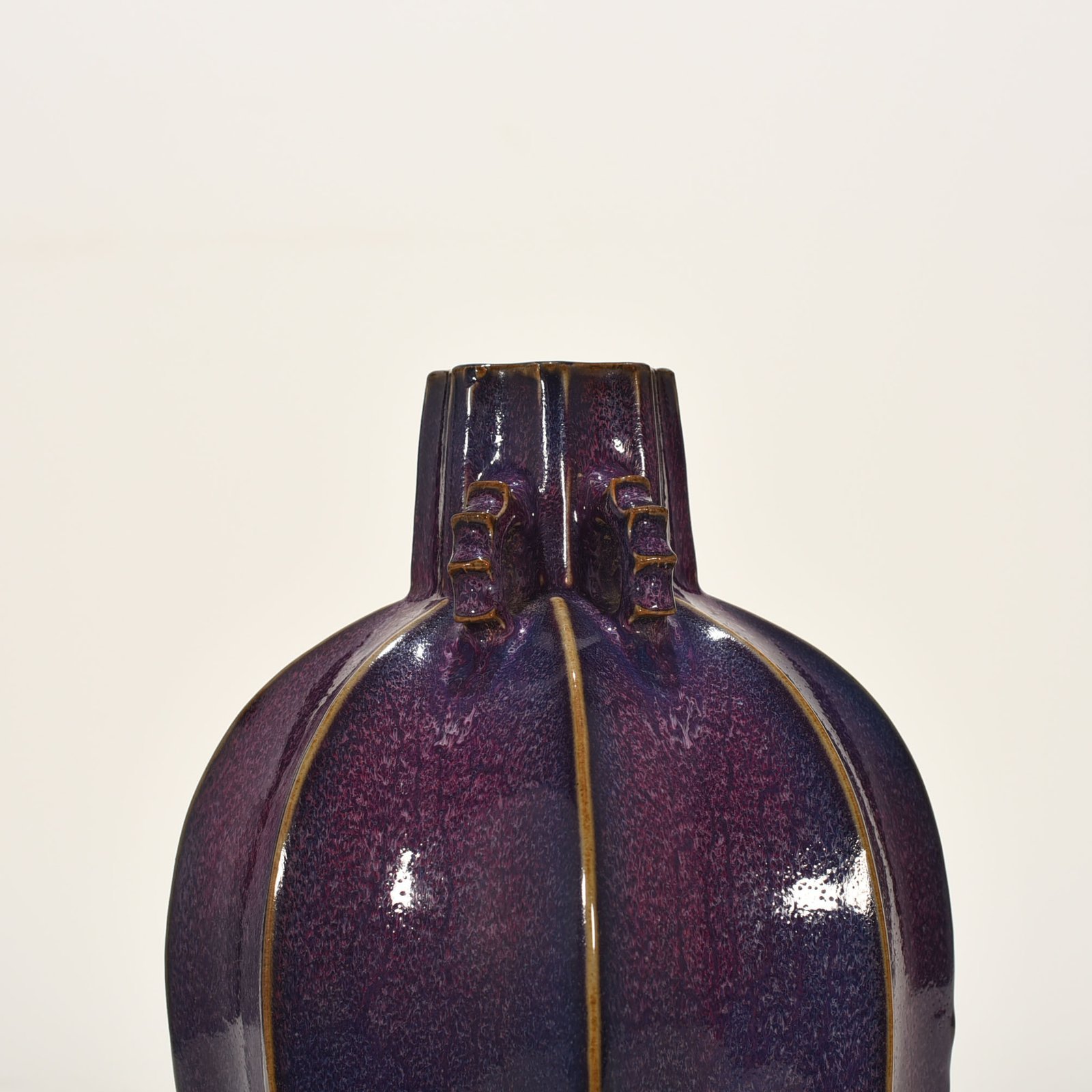 Song Dynasty Jun kiln style rose purple glaze eight-sided plum vase