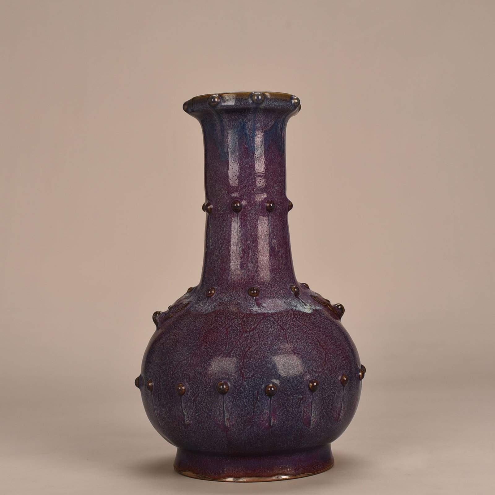 Song Dynasty Jun kiln Jingguo model rose purple glaze drum nail dish vase
