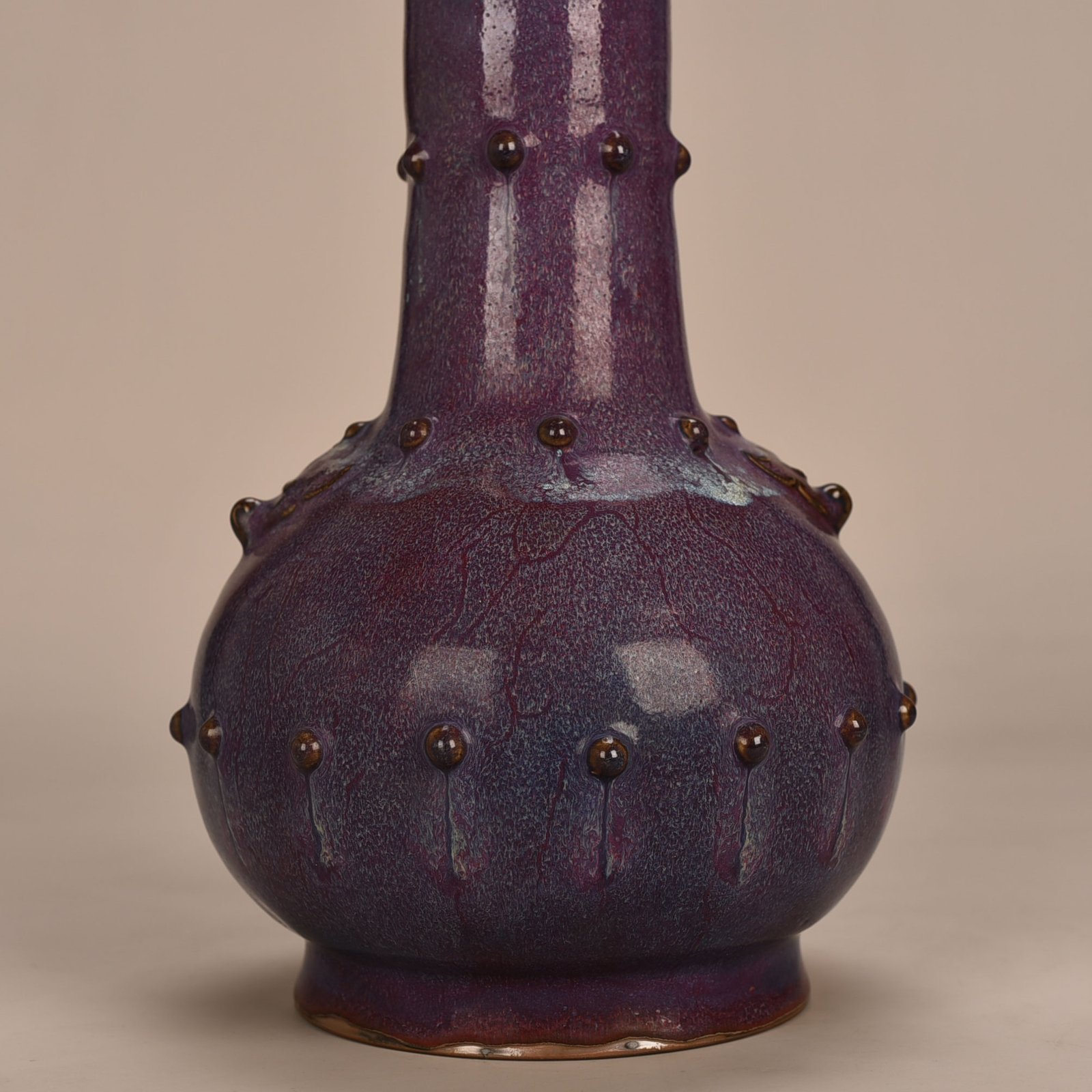 Song Dynasty Jun kiln Jingguo model rose purple glaze drum nail dish vase