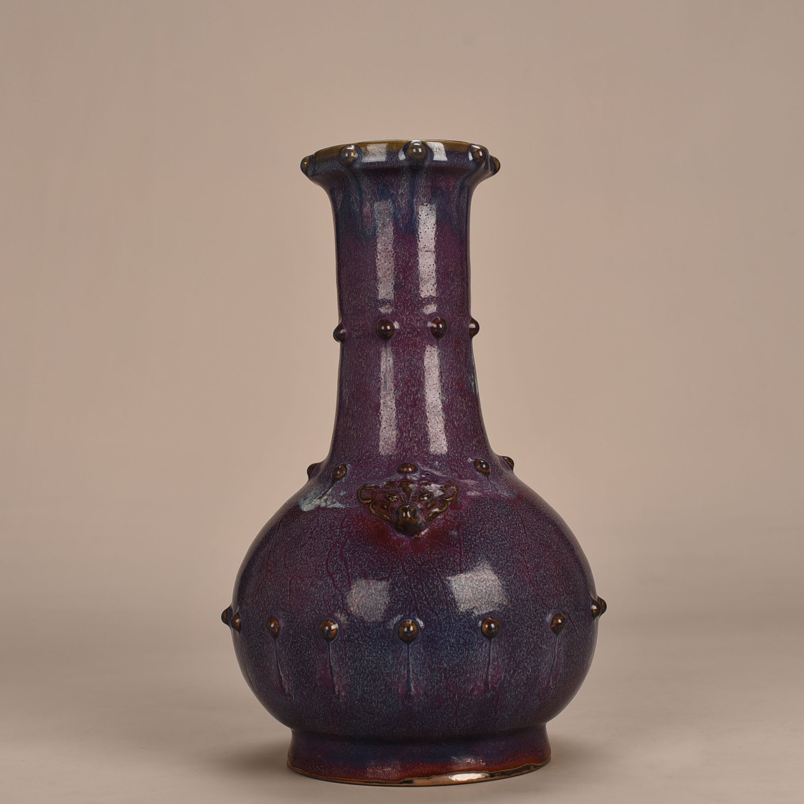 Song Dynasty Jun kiln Jingguo model rose purple glaze drum nail dish vase