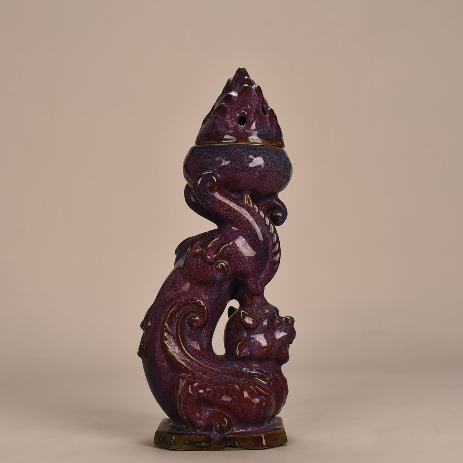 Song Dynasty Jun kiln rose purple glaze auspicious beast smoker