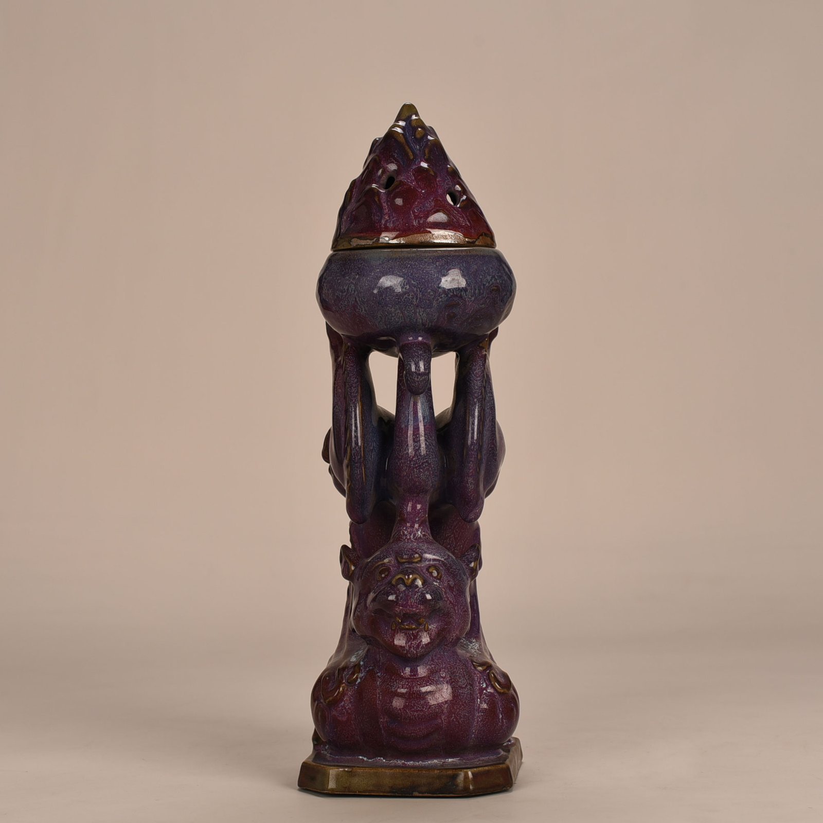 Song Dynasty Jun kiln rose purple glaze auspicious beast smoker