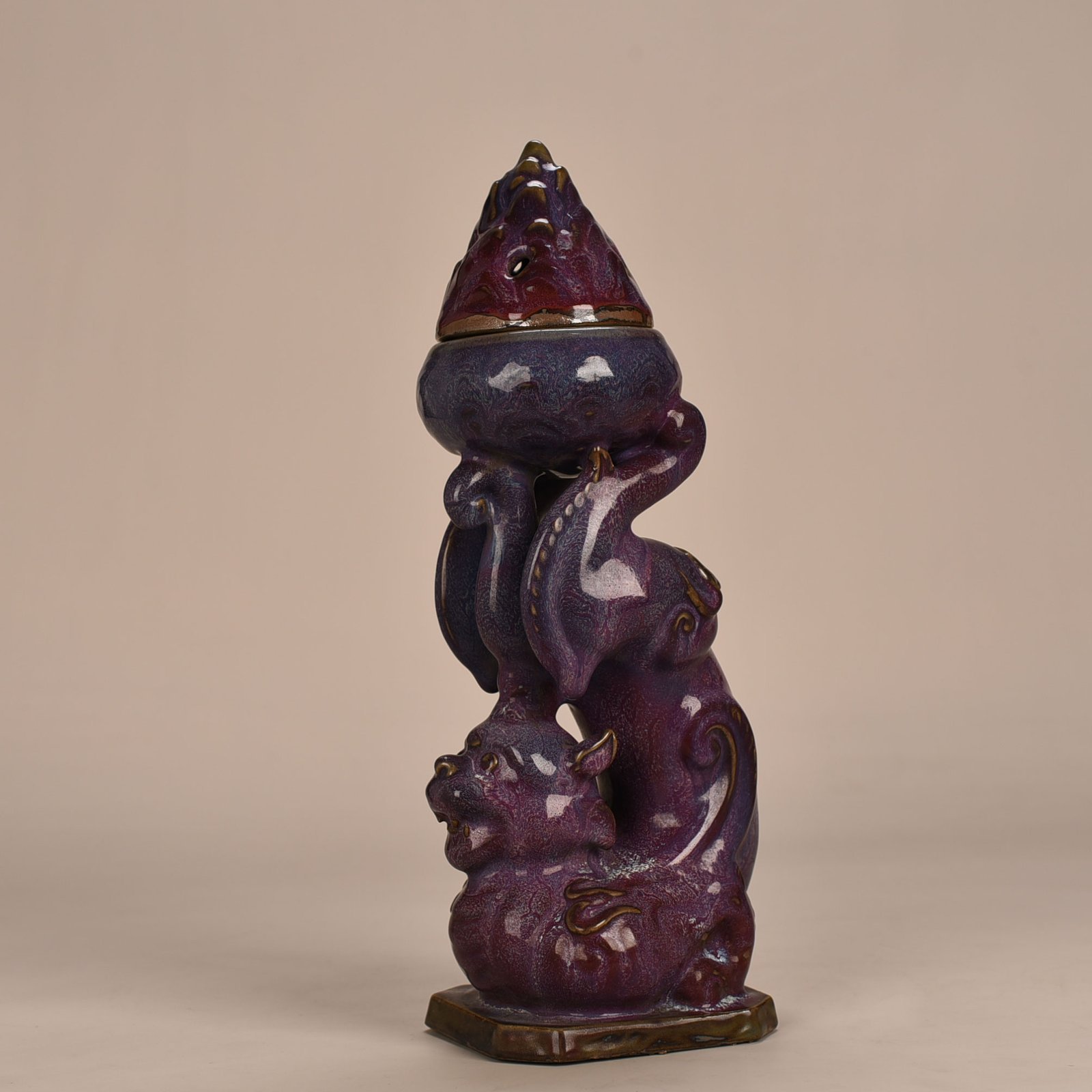Song Dynasty Jun kiln rose purple glaze auspicious beast smoker