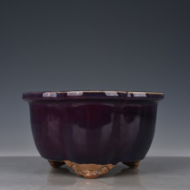 Song Dynasty Jun kiln obsidian purple glazed flowerpot Jianfu Palace vase