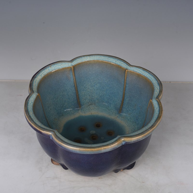 Song Dynasty Jun kiln obsidian lilac purple glaze flowerpot Yangxin Hall for bright vase