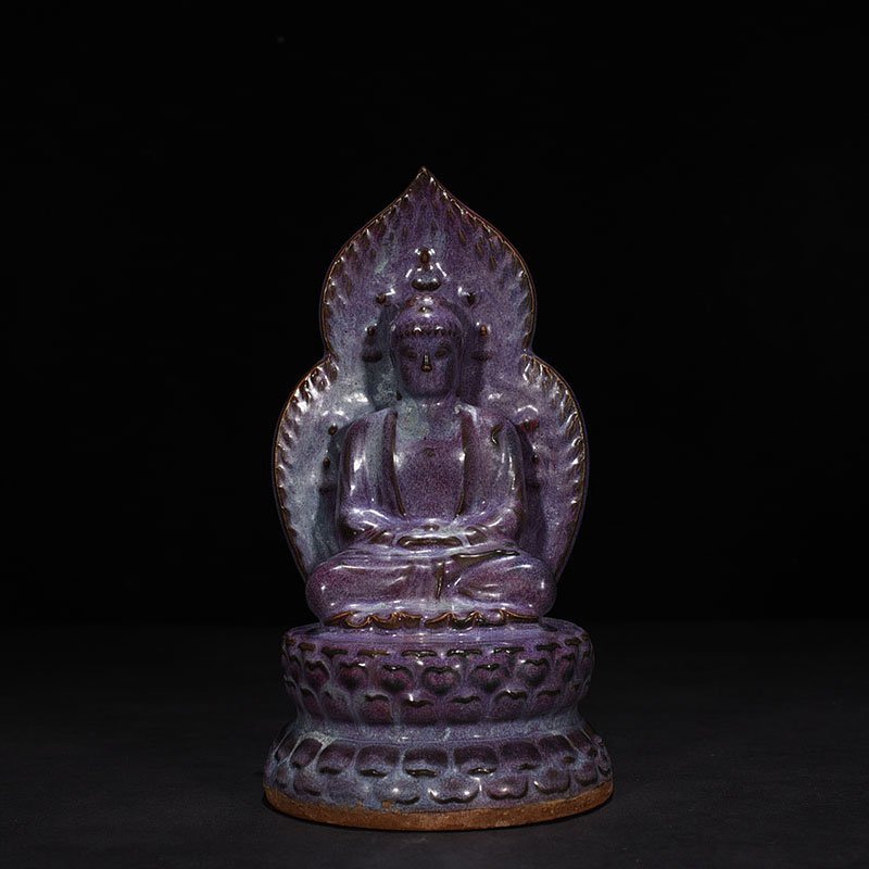 Song Dynasty Jun kiln rose purple glaze Buddha statue