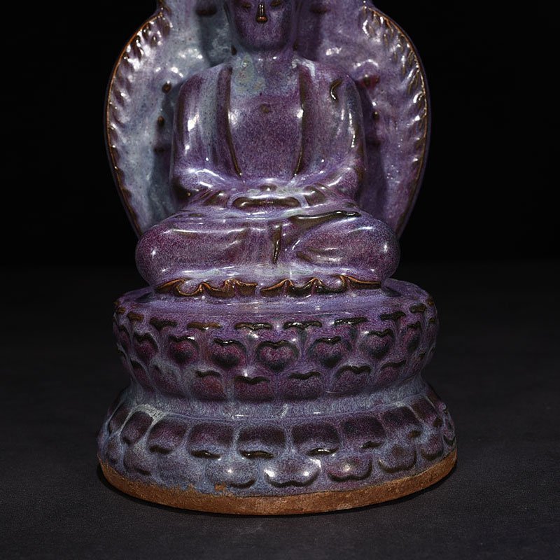 Song Dynasty Jun kiln rose purple glaze Buddha statue