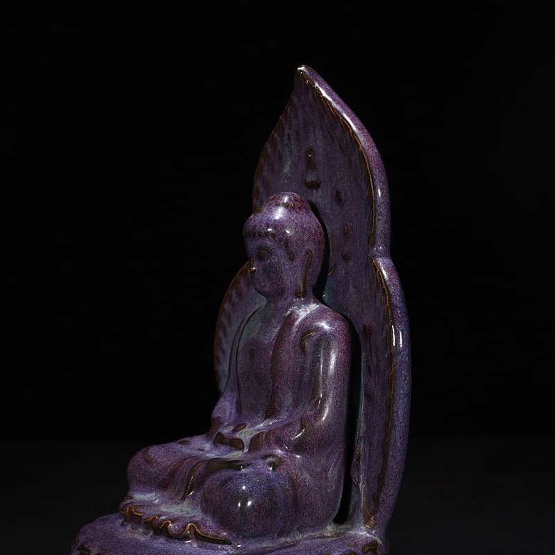 Song Dynasty Jun kiln rose purple glaze Buddha statue