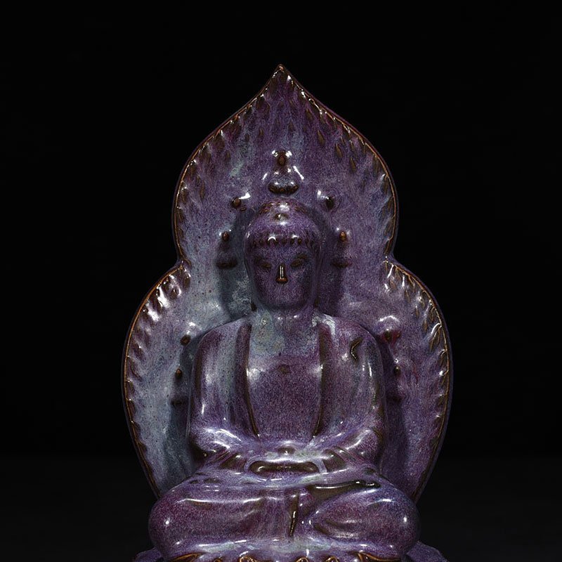 Song Dynasty Jun kiln rose purple glaze Buddha statue