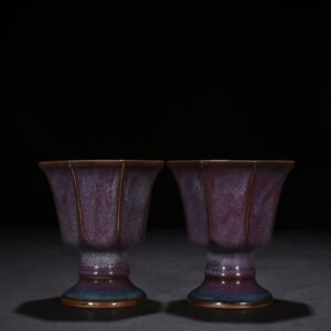 Song Dynasty Jun kiln rose purple glaze official eight-way goblet