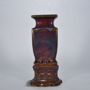 Song Dynasty Jun kiln rose purple glaze official square vase with seat