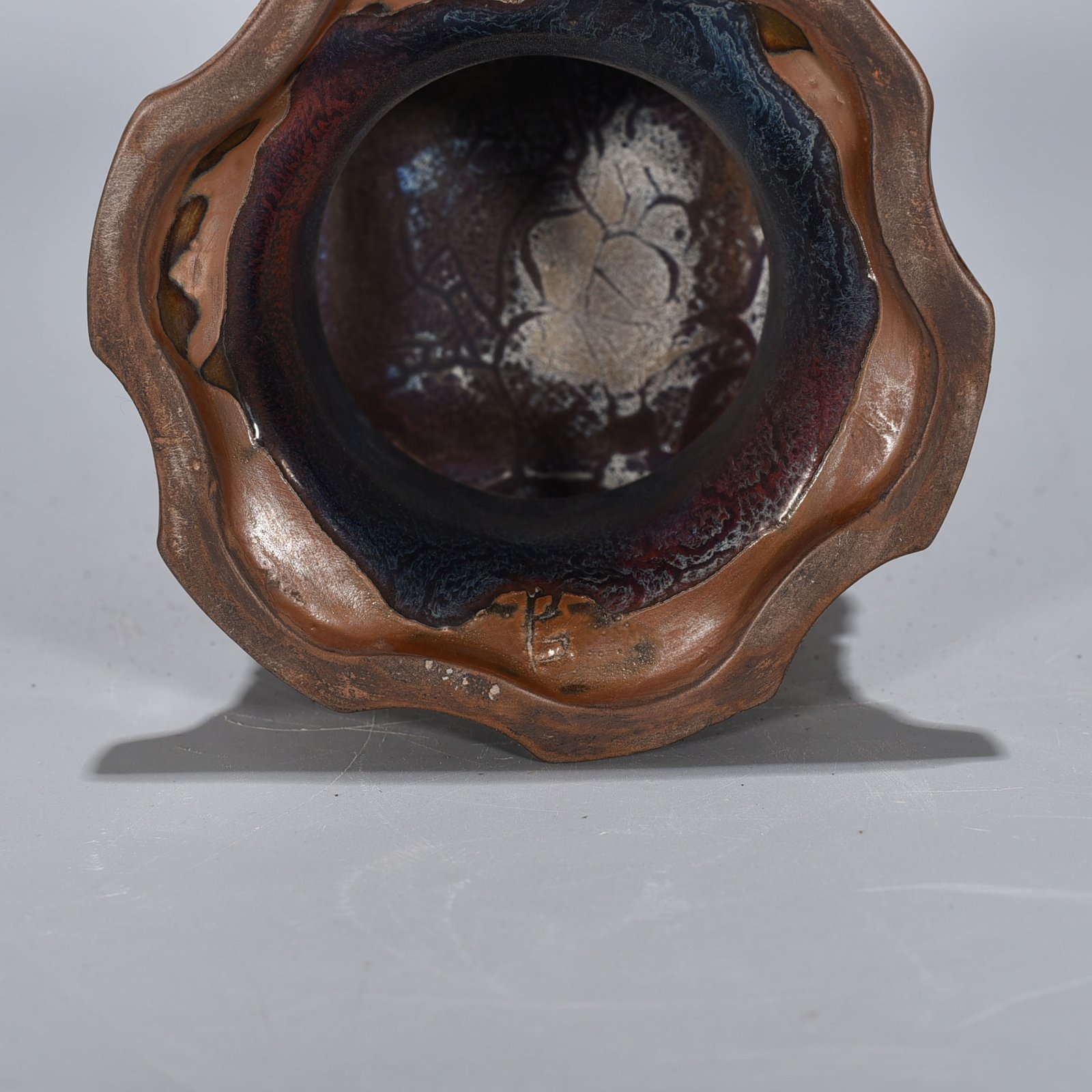 Song Dynasty Jun kiln rose purple glaze official square vase with seat