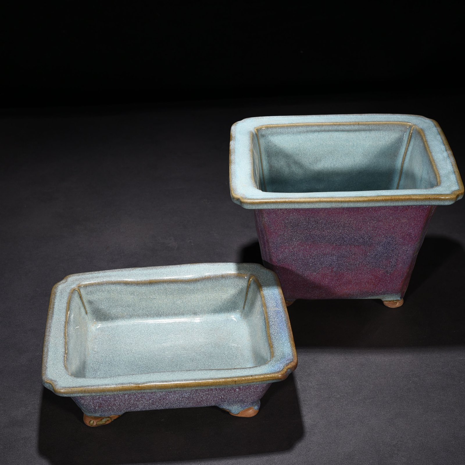 Song Dynasty Jun Kiln Rose Purple Glaze Square Flower Pot