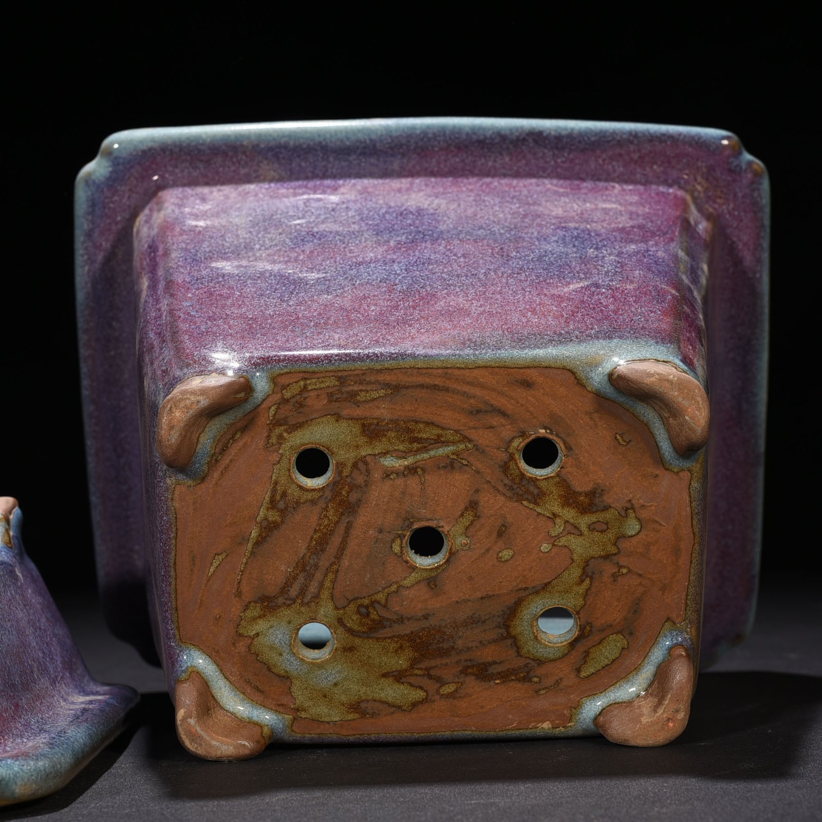 Song Dynasty Jun Kiln Rose Purple Glaze Square Flower Pot