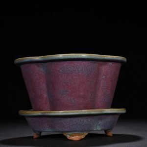 Song Dynasty Jun Kiln Rose Purple Glazed Begonia Style Flower Pot