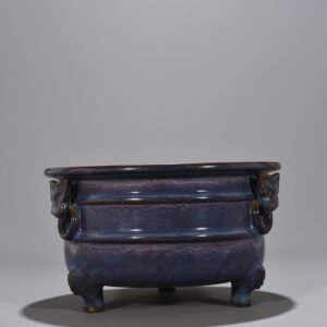 Song Dynasty Jun kiln rose purple glaze Shao Sheng style dazzling pattern three-legged Burner