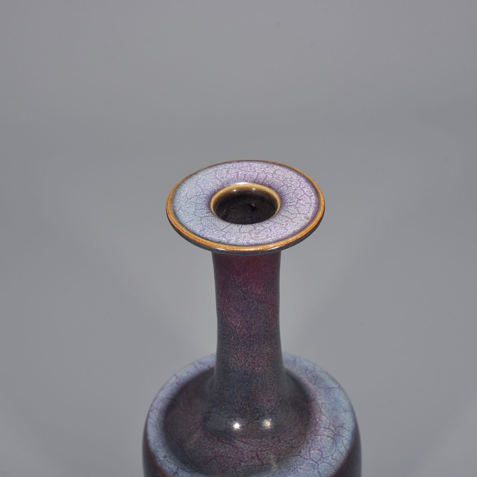 Song Dynasty Jun kiln rose purple glaze heavy plate mouth vase