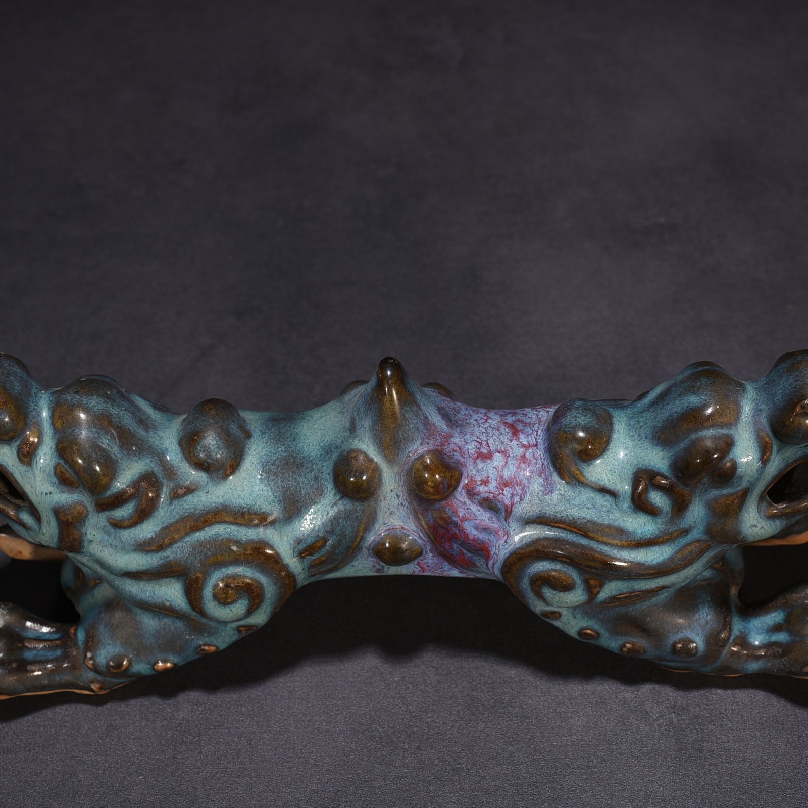 Song Dynasty Jun kiln turned into auspicious beast pen holder