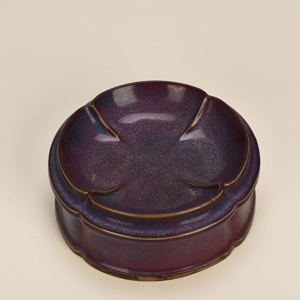 Song Dynasty Jun Kiln Shaosheng Year rose purple glaze set box pen washer lamp holder