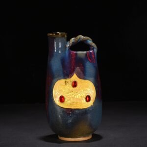 Song Dynasty Jun kiln Yaobao rose purple glaze leather bag bottle inlaid