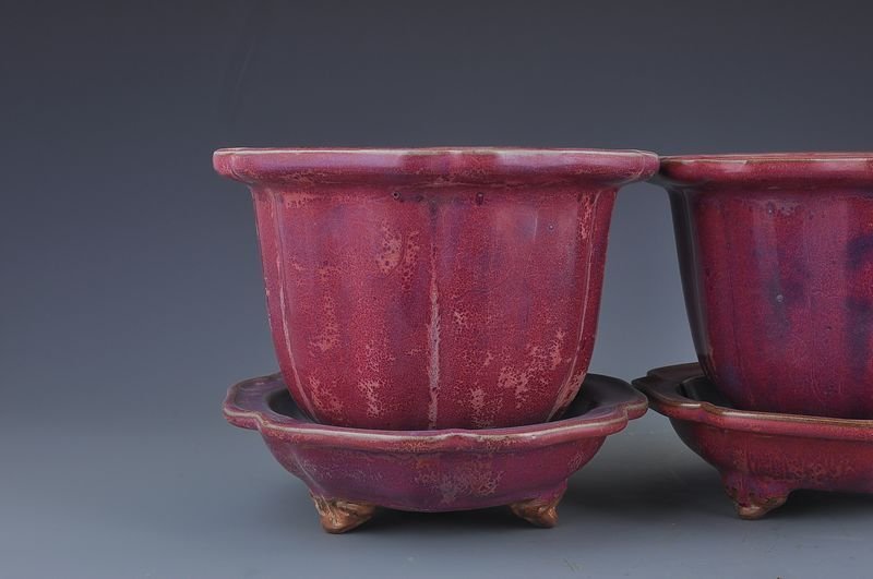 Song Dynasty Jun kiln blue inside and outside red rose purple hexagonal flower pot