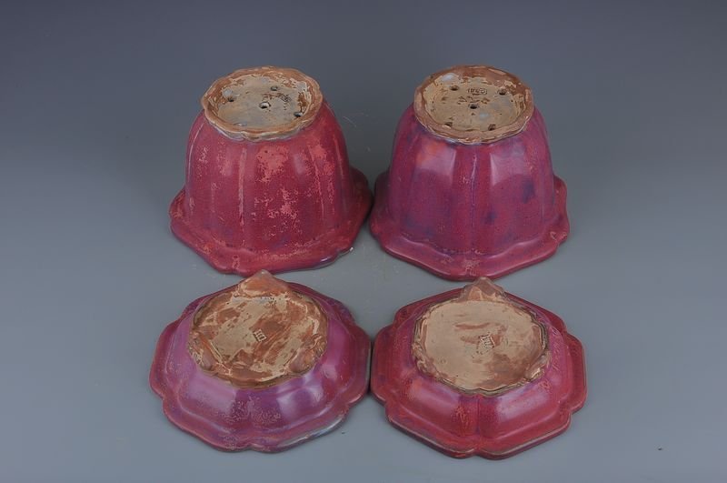 Song Dynasty Jun kiln blue inside and outside red rose purple hexagonal flower pot