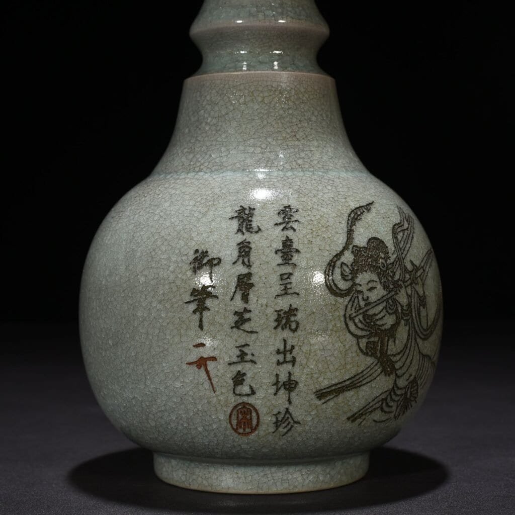 Song Dynasty Ru Kiln Sky Blue Glaze Ice Crack Dazzling Pattern Plate Vase