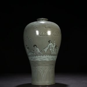 Song Dynasty Goryeo inlaid celadon plum vase with figures of the Seven Sages
