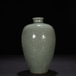 Song Dynasty Longquan kiln carved plum vase with entwining lotus pattern