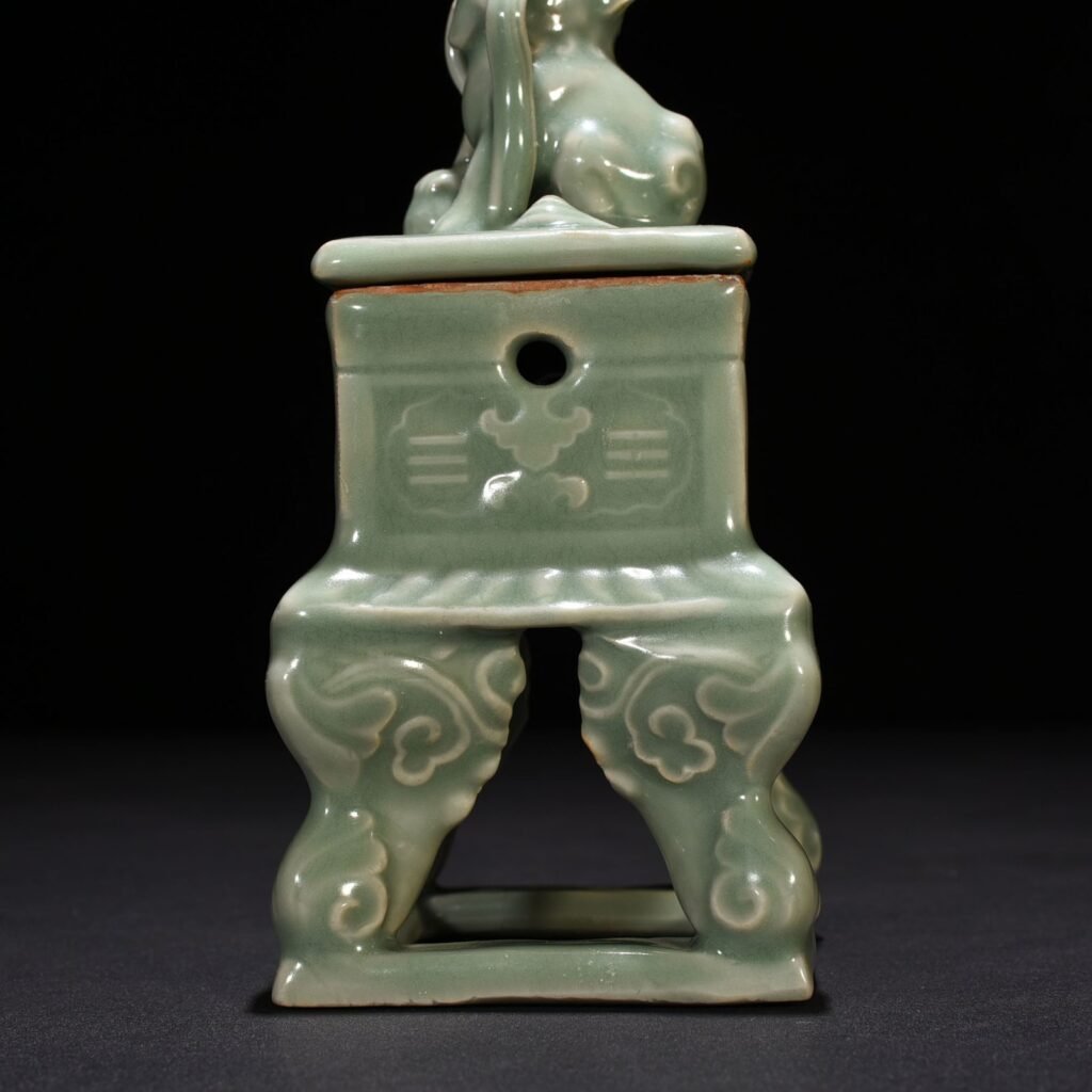 Song Dynasty Longquan kiln plum celadon carved eight trigrams hollow square smoker
