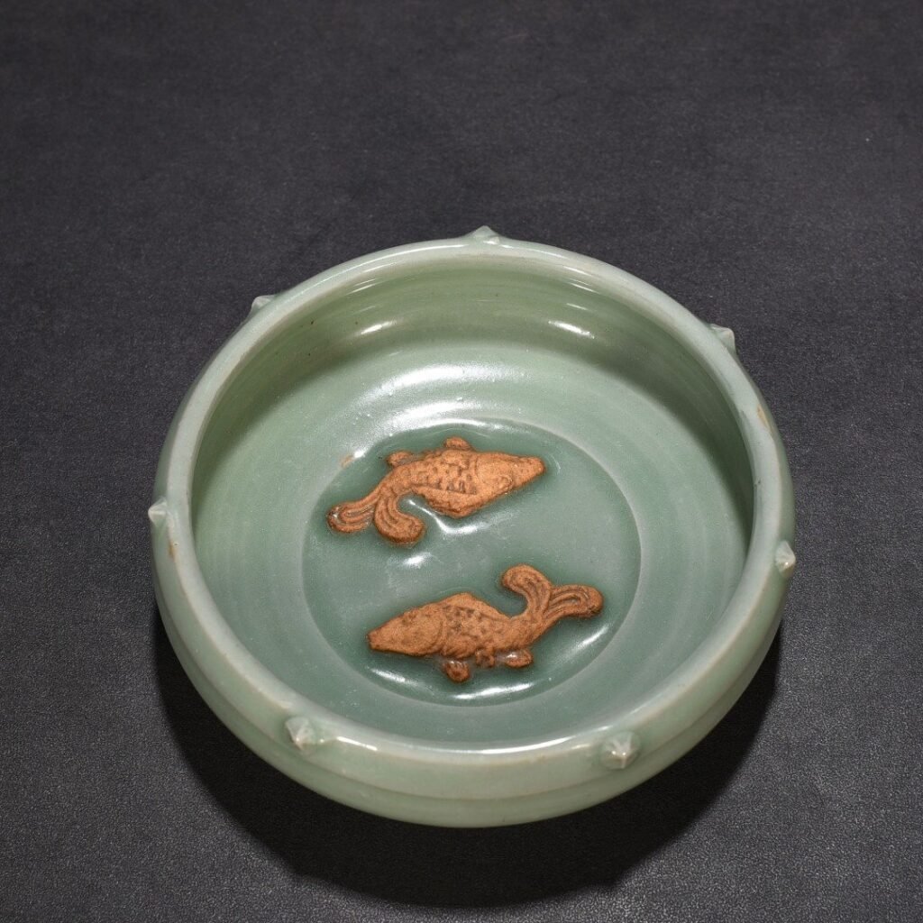 Song Dyansty Longquan kiln pink celadon double fish wash
