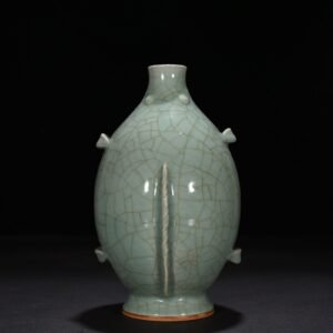 Song Dynasty Longquan kiln pink celadon glaze double fish vase