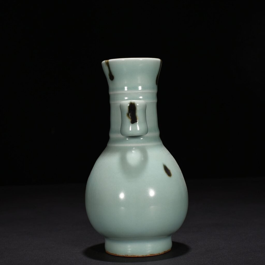 Song Dynasty Longquan kiln pink green glaze dotted ear vase