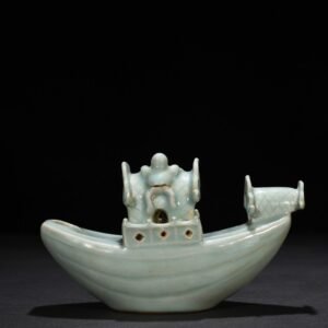 Song Dynasty Longquan kiln pink celadon glaze boat-shaped water drop inkstone