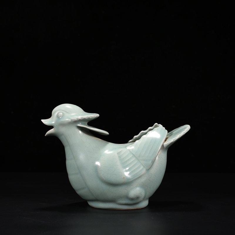 Song Dynasty Longquan kiln pink celadon glaze mandarin duck water drop inkstone