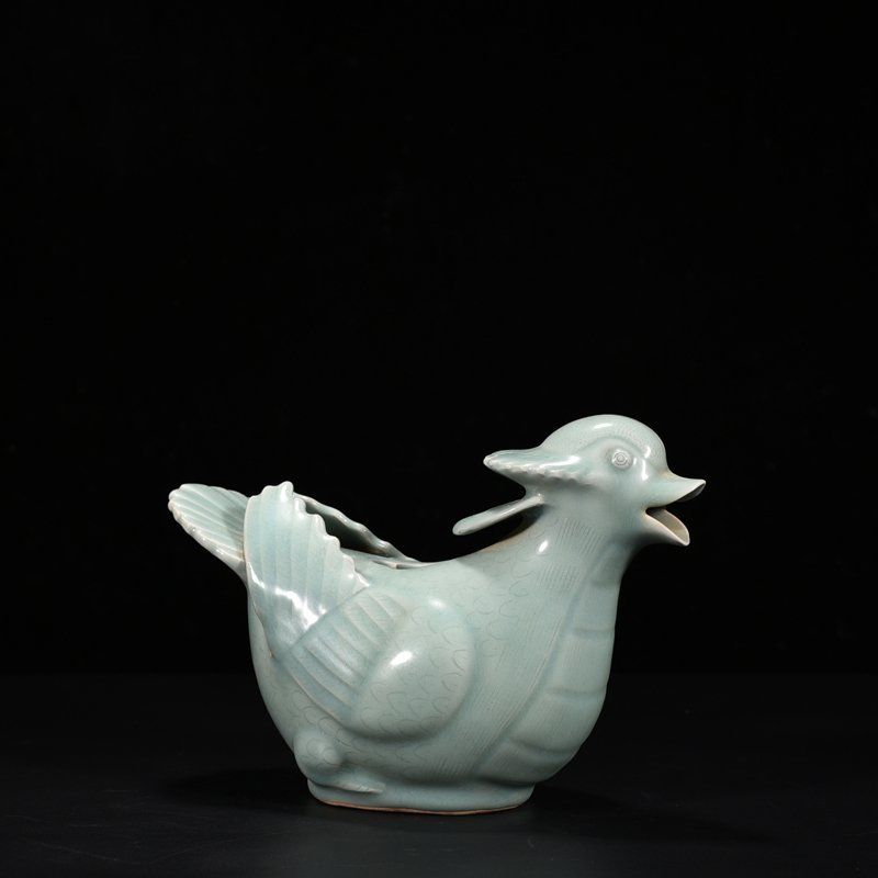 Song Dynasty Longquan kiln pink celadon glaze mandarin duck water drop inkstone