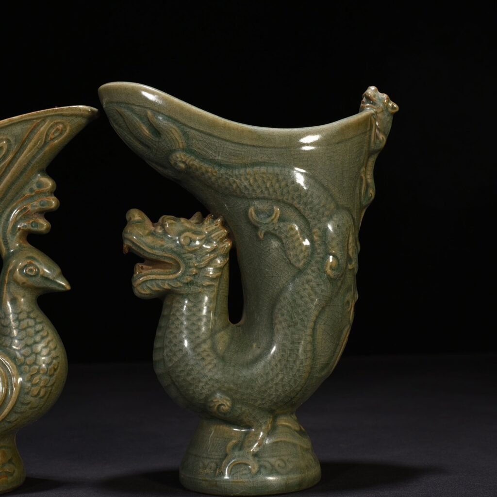 Song Dynasty Longquan Kiln Dragon and Phoenix Jue Cup