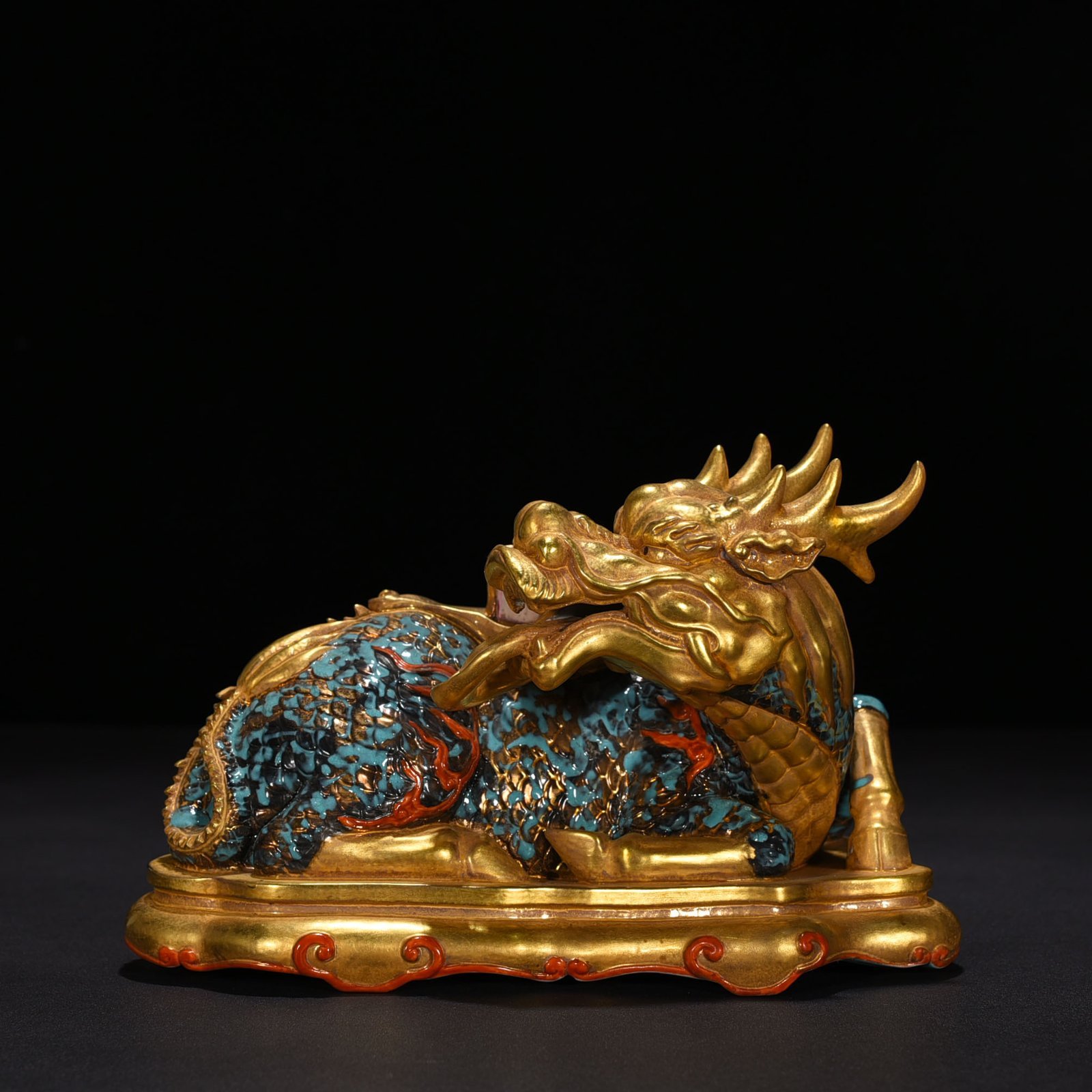 Qing Dynasty Qianlong Bronze Qilin Vomit Calligraphy Toy Ornament