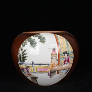 Qing Dynasty Qianlong Tang Ying style wood grain  beauty belt round wash