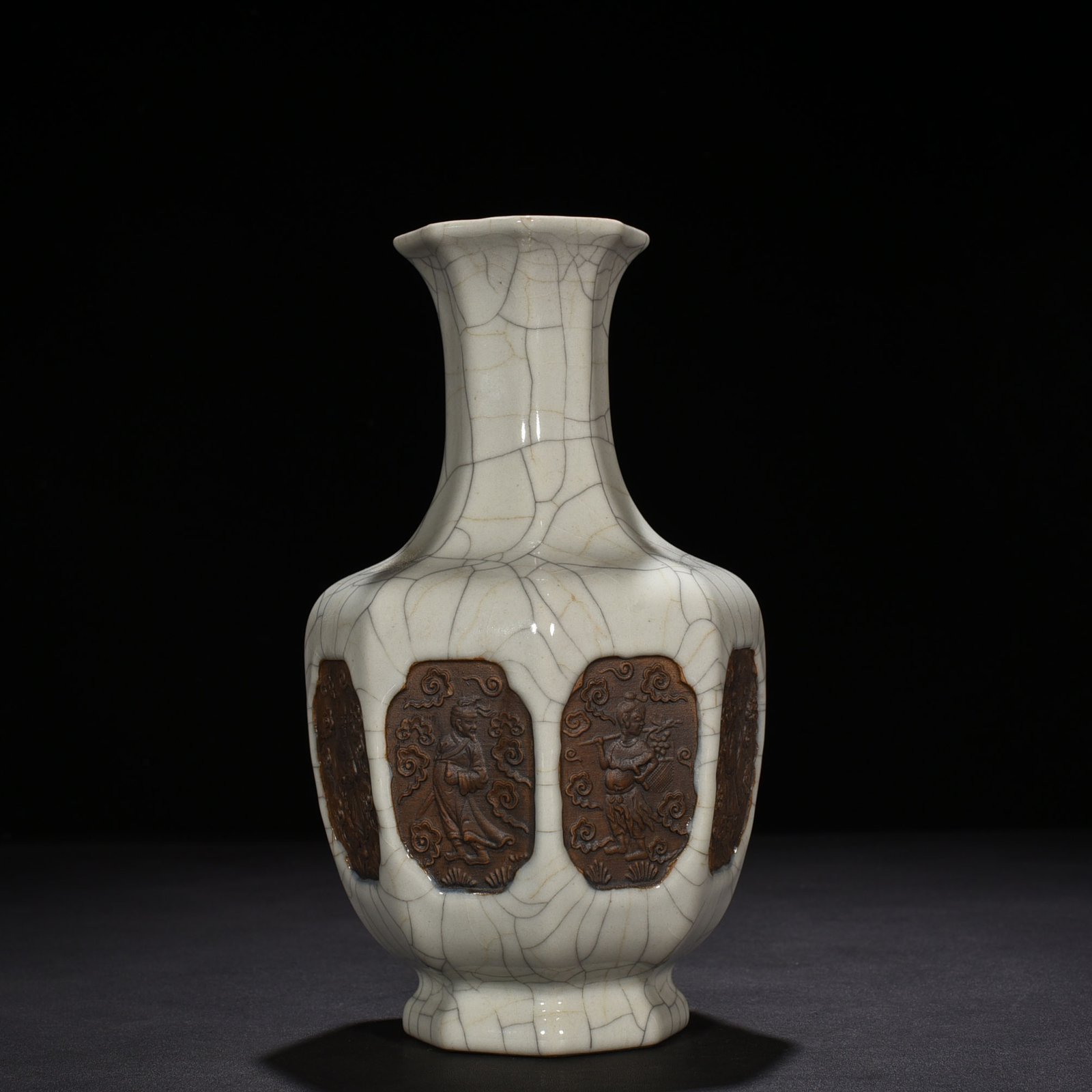 Qing Dynasty Qianlong official kiln vase with Eight Immortals figures