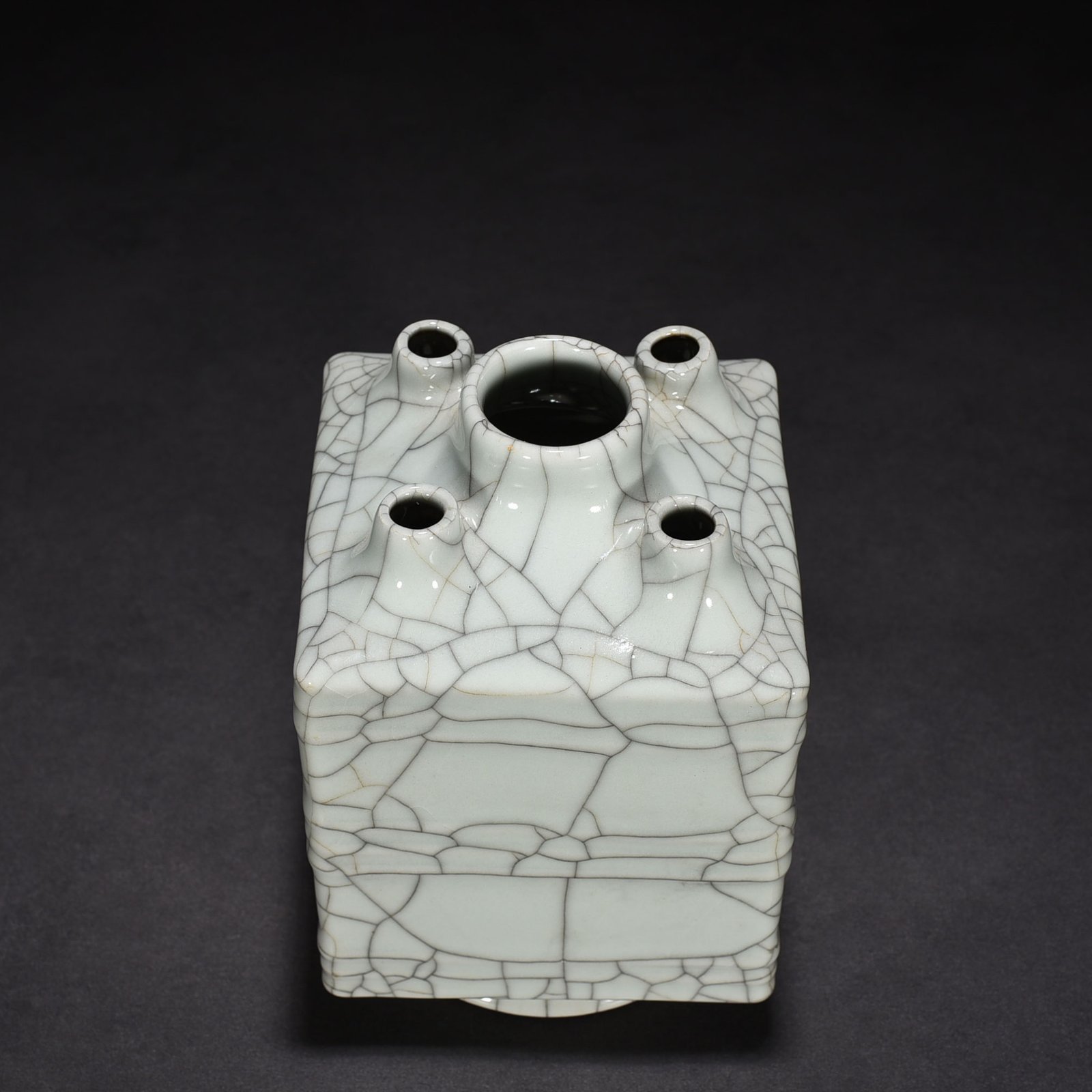 Qing Dynasty Qianlong official glaze five-tube square vase